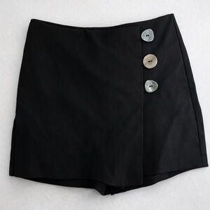Black Wrap Skirt Size 8 High Waist Button Detail Mini Skirt Shorts